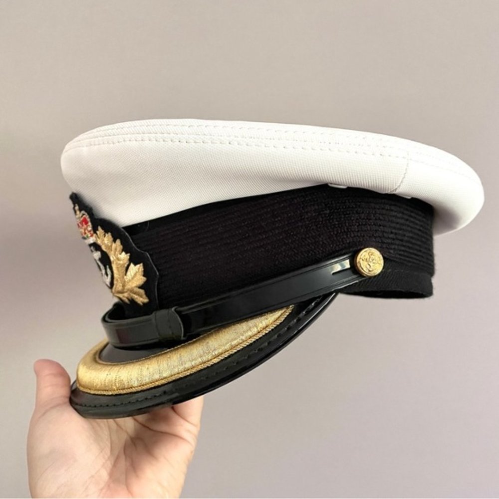 Royal Canadian Navy RCN Gold Embossed Peaked Naval Officer Cap Hat - 6¾ / S 🇨🇦 - Picture 5 of 11
